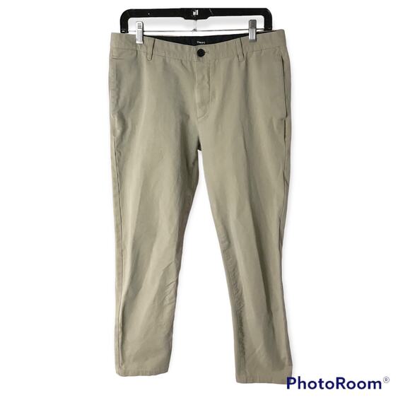 Theory Men's 33  Fits 31x27 Zaine Double Stretch Slim Fit Khaki Chino Pants - Picture 1 of 11